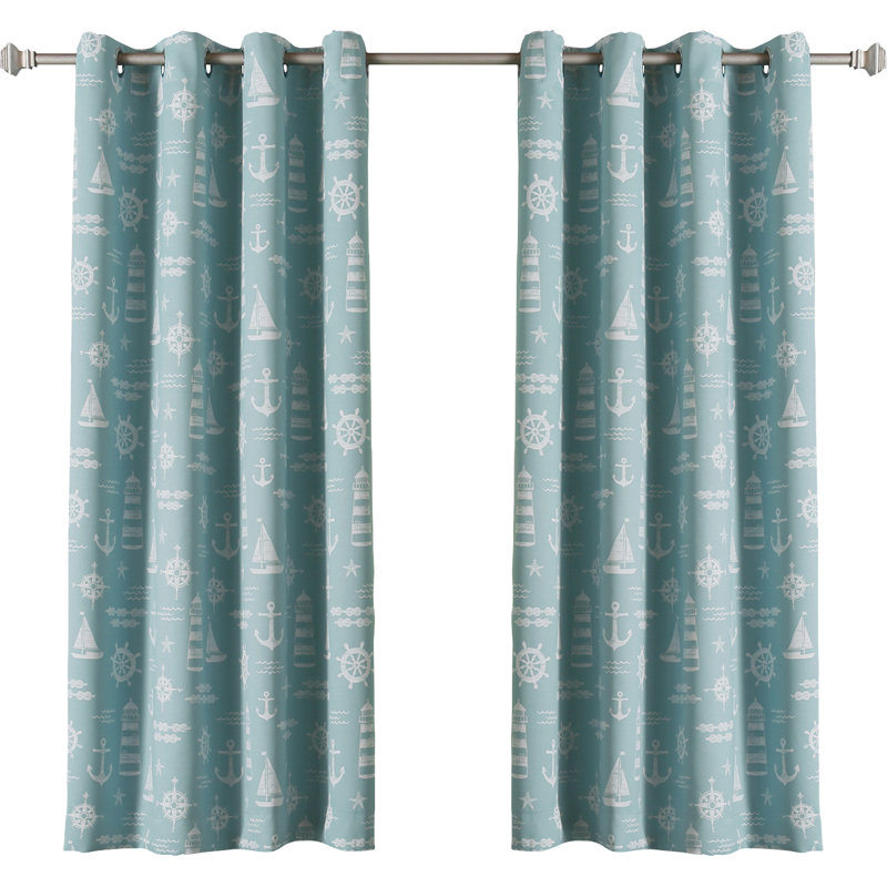 Room Darkening Curtain Panel, 52" W x 84" L, Ocean