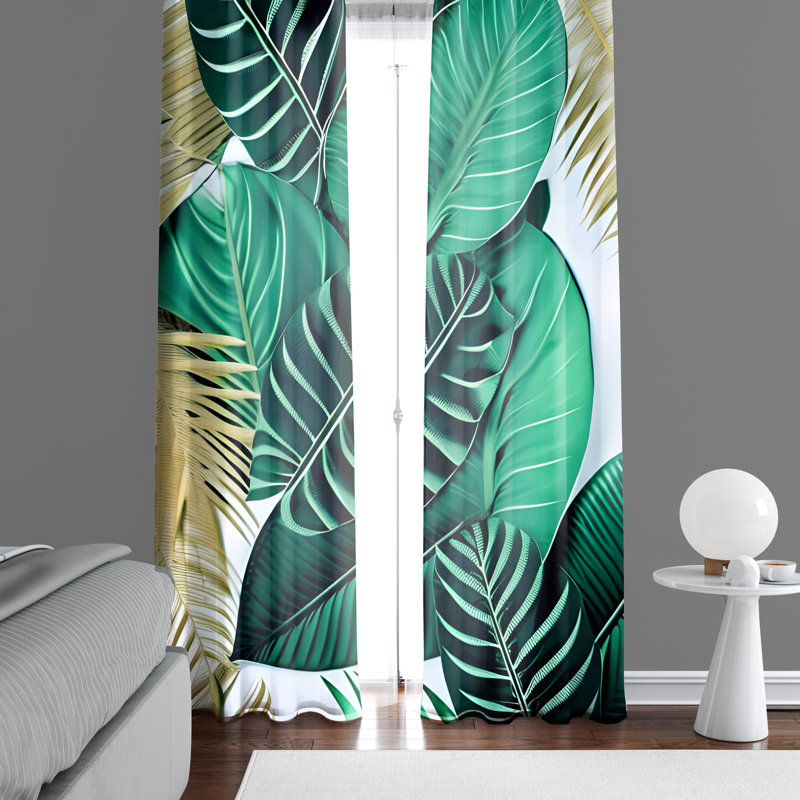 Paire de rideaux semi-transparents en polyester Baiba, L 40 po x L 82 po