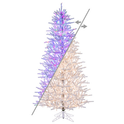 Flocked Slim Pistol Pine Artificial Pre-lit Christmas Tree with 2500 LED Color Changing 3mm Low Voltage 8 Function Wide Angle Lights