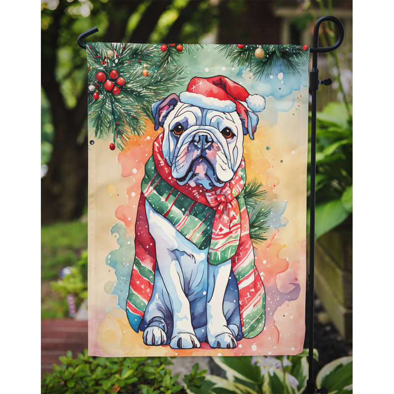 Drapeau de Noël du bouledogue anglais, H 15,5 po x l 11,25 po