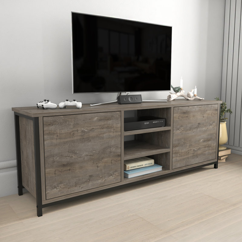 Alejandria TV Stand for TVs up to 60 Inches, Black/Dark Oak