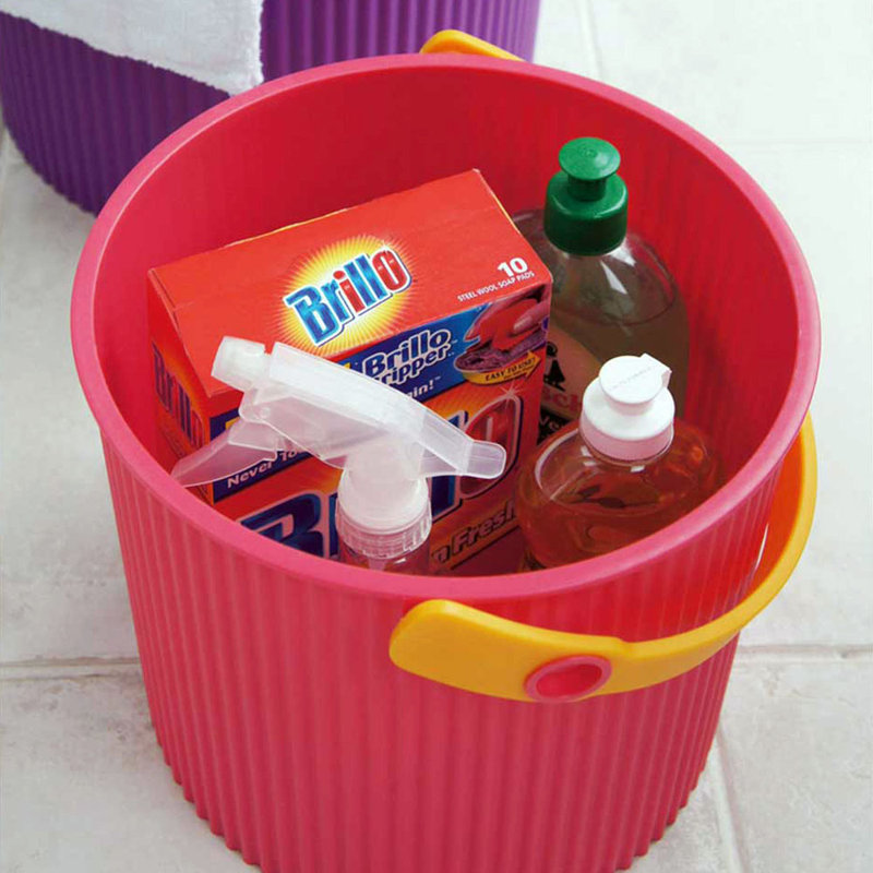 Symple Stuff Plastic Decorative Bin, Pink/Orange