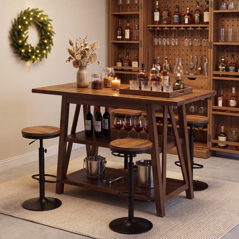 55.12 " L Fir Solid Wood Home Bar