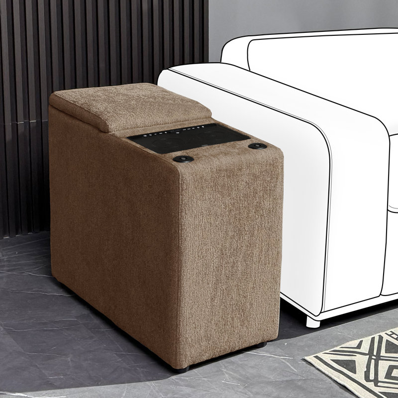30.1" Wide Home Theater Configurable Seating with Cup Holder,Wireless and Built-in Outlets, Latte