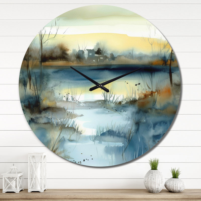 Horloge murale Summer Lake Landscape Illustration I, Très grand