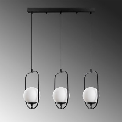 Elegant Black Metal Chandelier, Adjustable Height 15.7 x 72.8 x 5.9 inches | 3 x E14 Sockets, Max 40W | Stylish Lighting for Dining Room, Living Room & Entryway | Durable Metal Body, Modern Design, Easy Installation