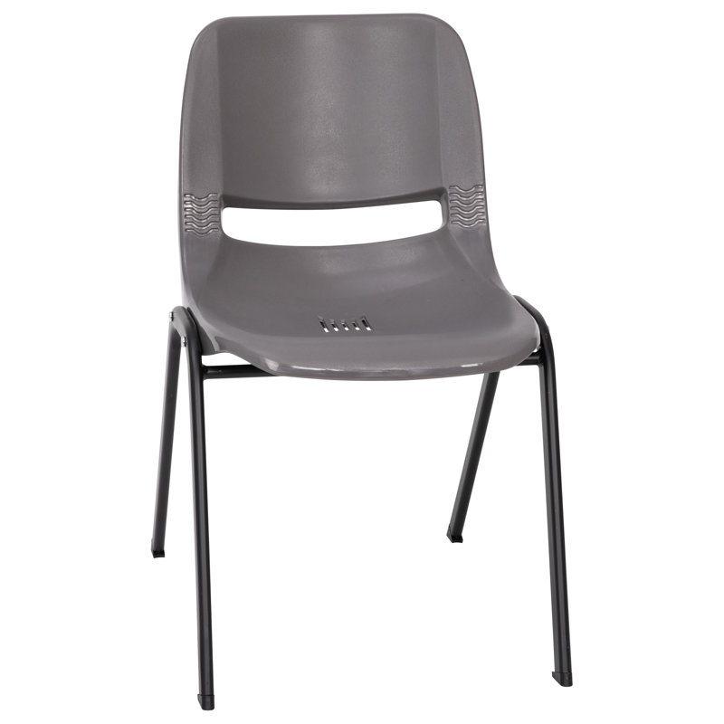 Chaise empilable ergonomique Lena, Noir, Gris, 5