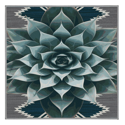Washable Agave Plant Southwestern Area Rug