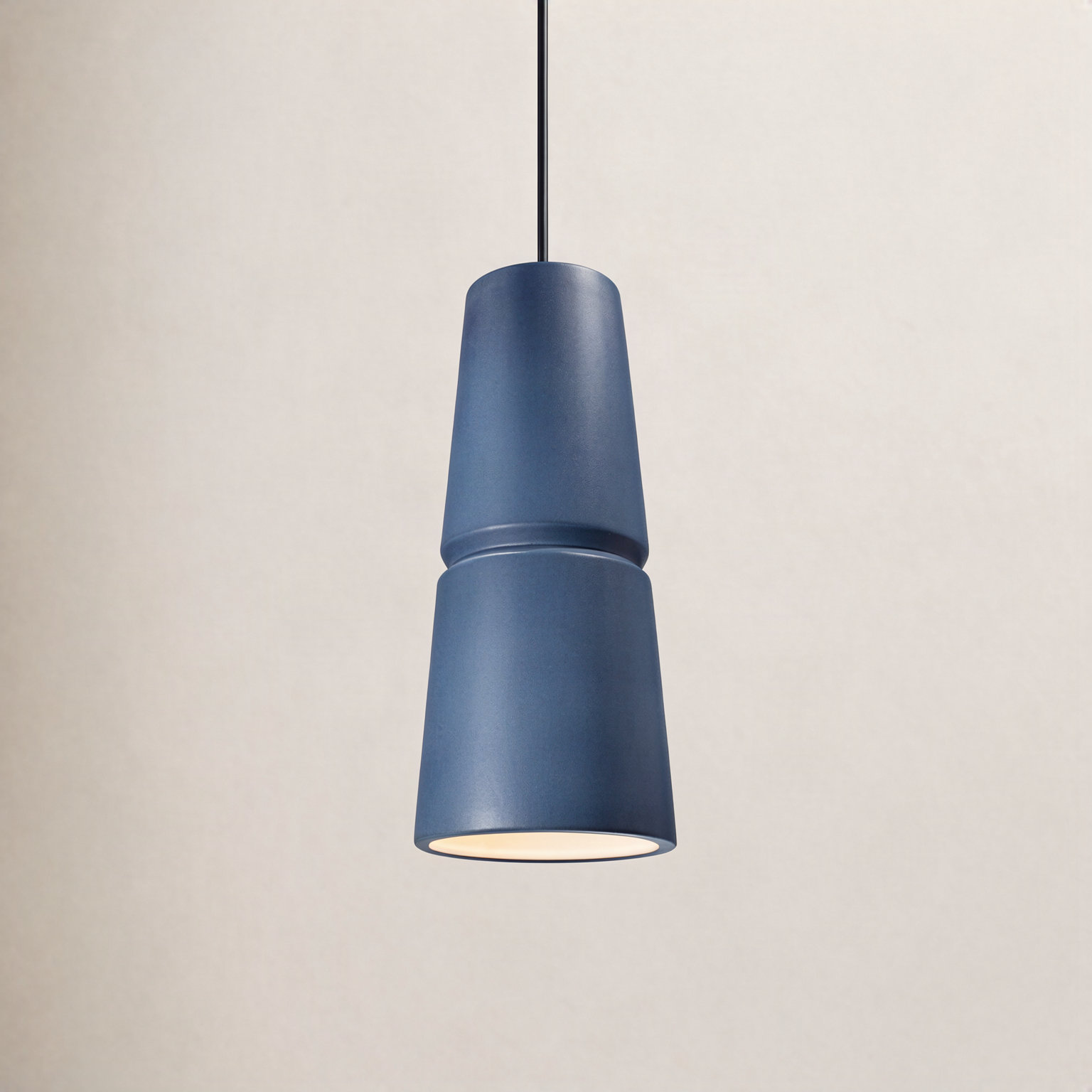 Logan Dimmable Cone Single Light Pendant, 13.5" H x 6" W x 6" D, Midnight Sky, Matte Black