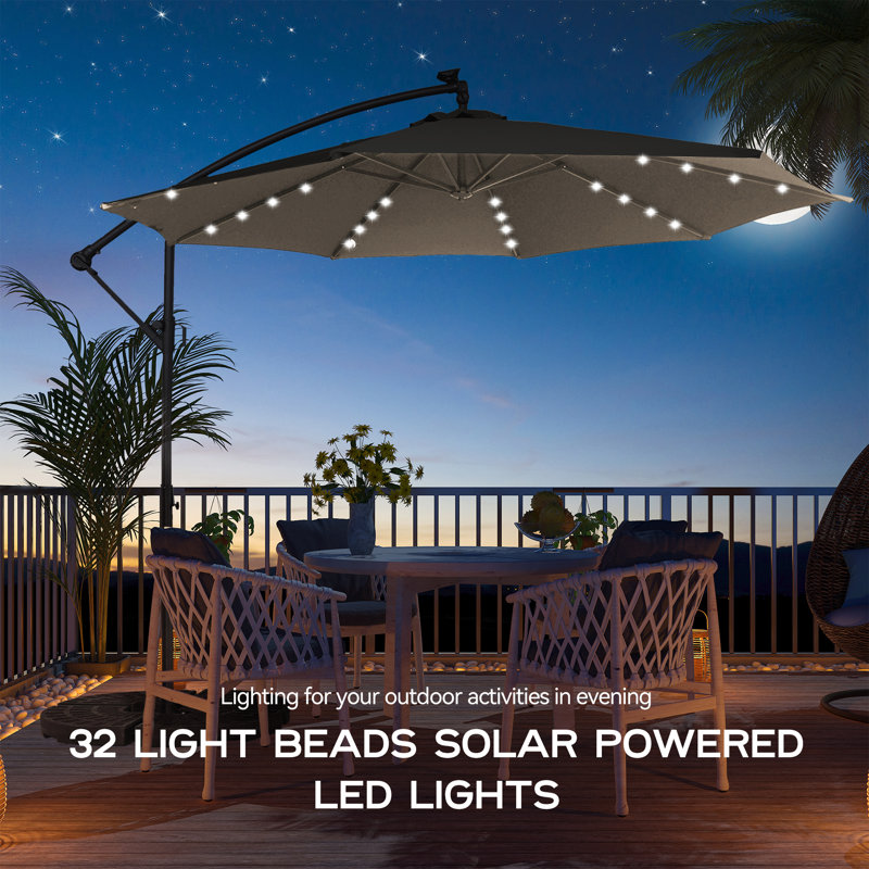 11 Ft. Outdoor Lighted Cantilever Umbrella, Tan