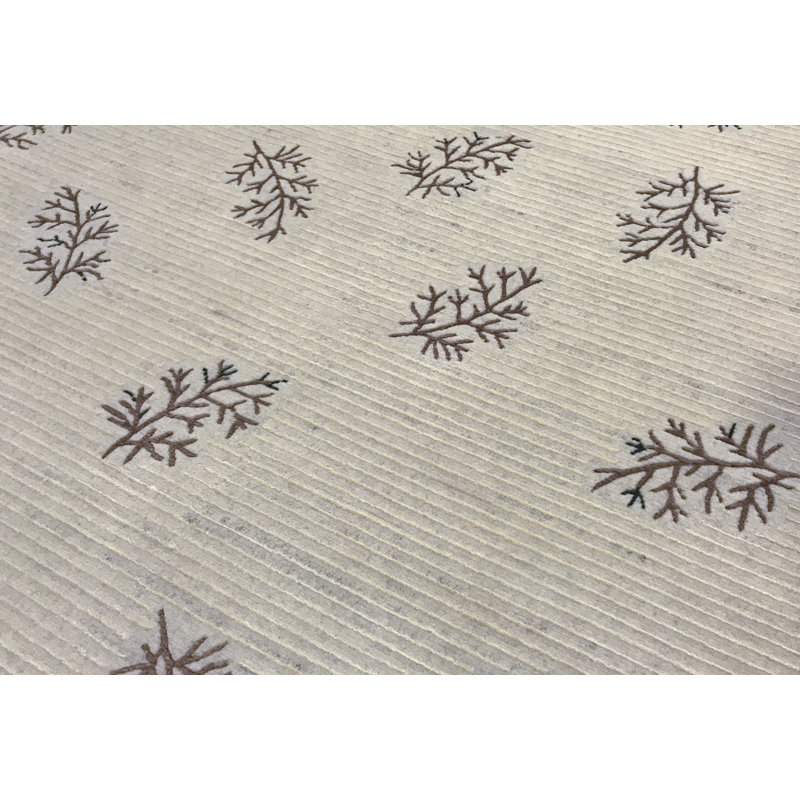 Hand-Knotted High-Quality White Area Rug
