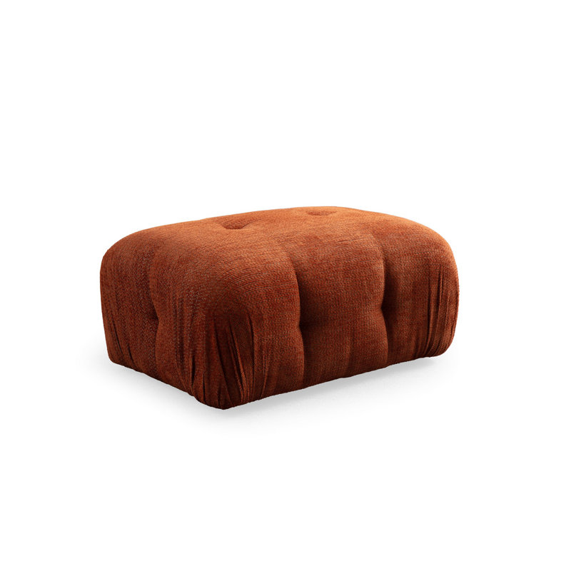 Pouf élégant avec structure en bois de hêtre, tissu orange, 37,4 x 25,6 x 29,5 pouces | Revêtement 100% polyester, coussins inclus | Mousse grise douce et mousse de silicone pour le confort | Idéal pour décorer un salon ou une chambre à coucher