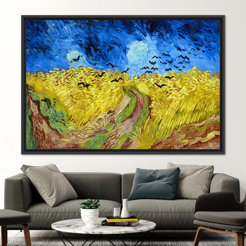 «Vincent Van Gogh Wheatfield with Crows», reproduction de peinture à l'huile sur toile, H 41 po x l 94 po