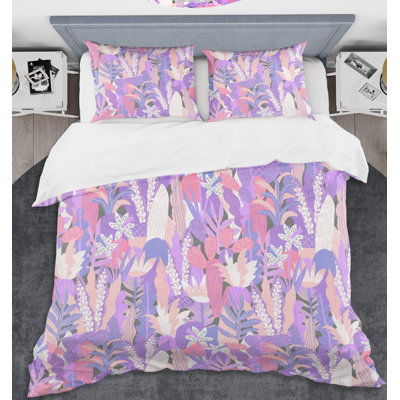 Ensemble de housse couette mid-century des fleurs imaginaires