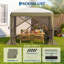 Tente escamotable 8 x 8 pi à maille 6 côtés et chiffons amovibles, abri de jardin extérieur imperméable pour patio et camping, brun-133736550