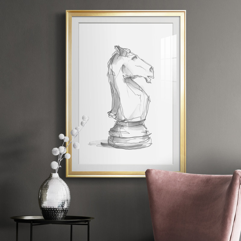 Chess Room Study I - Reproduction de cadre photo, H 30,5 po x l 22,5 po x P 1 po, Or