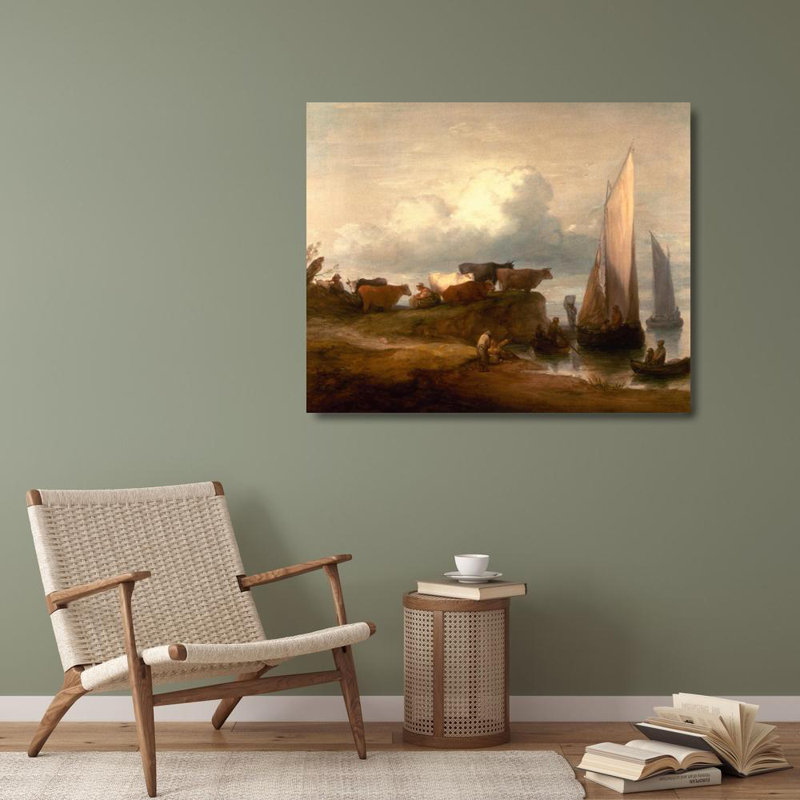 «A Coastal Landscape» par Thomas Gainsborough - Art mural sur toile tendue avec châssis, H 40 po x l 28 po
