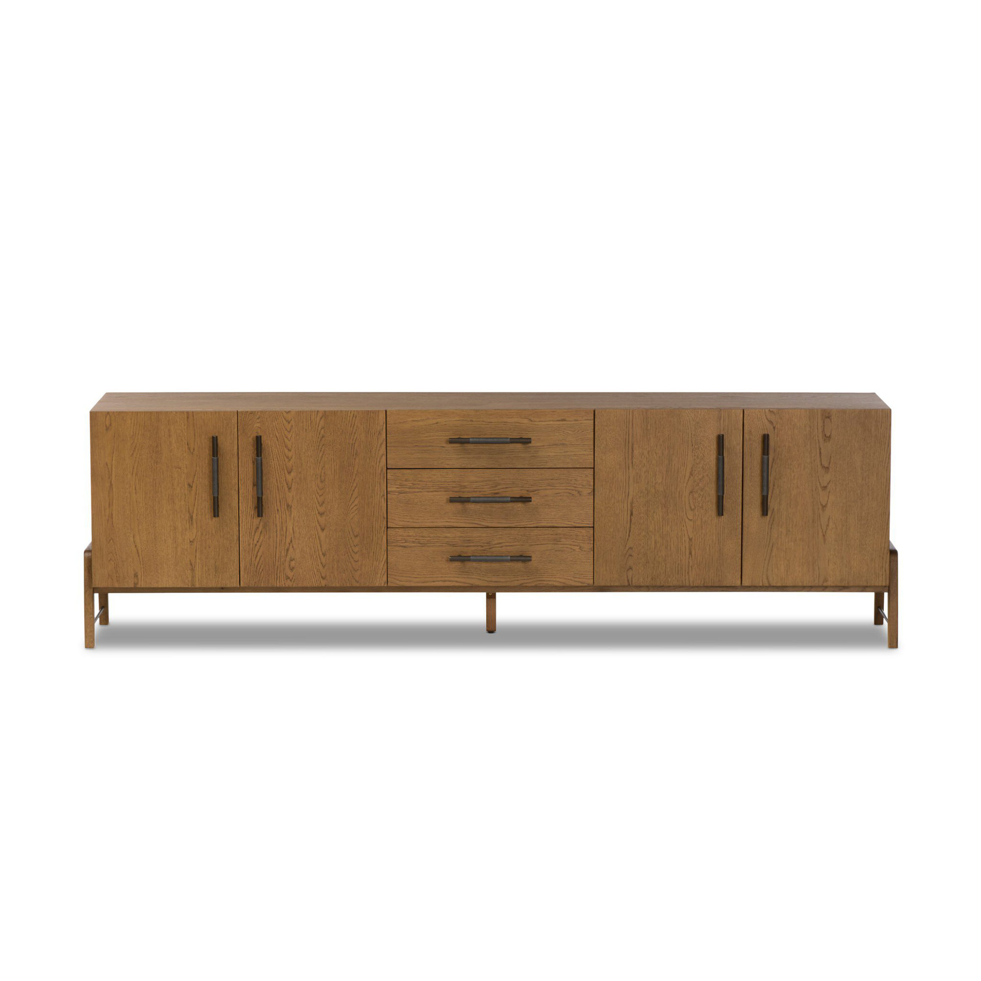Karsten 94.25'' Media Console, Amber Oak Veneer