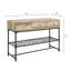 Élégante table avec placage de chêne et rangement pratique avec tablette élégante à tiroir fonctionnel gris sableux