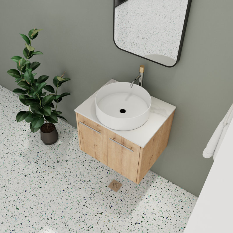 Meuble-lavabo simple 24 po avec comptoir en céramique