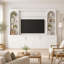 Meuble télé 65 po de style campagne moderne avec arches et tablettes réglables Trous pour câbles tout-en-un-1350905503