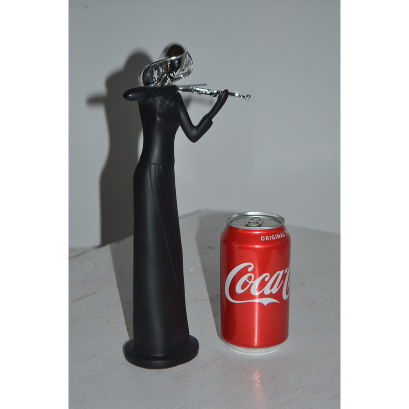 Statue de femmes jouant du violon en résine rouge et chrome - sculpture parfaite pour la maison Amabella, l 5 po x l 4 po x H 12 po