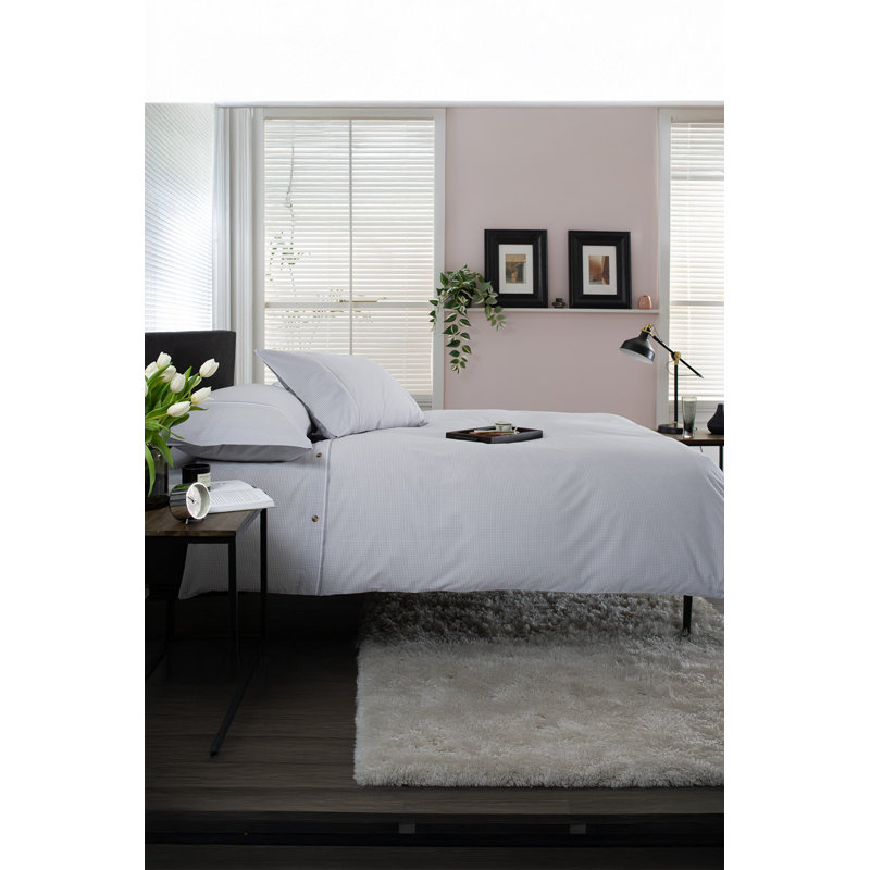 Cotton Gingham Duvet Cover Set with Pillowcases Included, Grey
