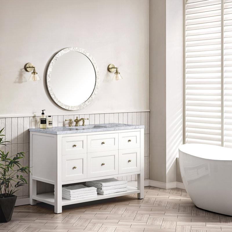 Breckenridge 48'' W Single Vanity, Carrara White, 8" Widespread, Bright White
