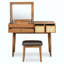 Ensemble de coiffeuse classique en bois avec miroir rabattable et tabouret, coiffeuse avec trois tiroirs et espace de rangement
