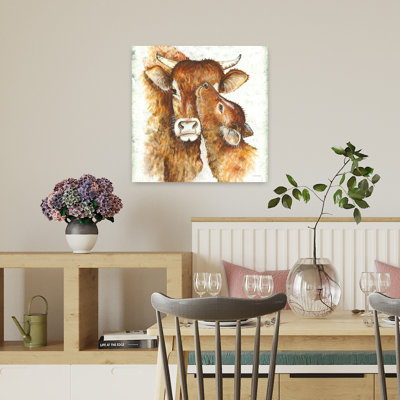 Mama Baby Calf Contemporary Cow Art