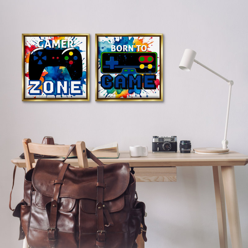 Ensemble de cadres flottants 2 pièces Gamer Zone on Splash, design par Kim Allen, H 18 po x l 18 po