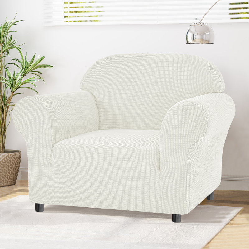 Box Cushion Armchair Slipcover, White