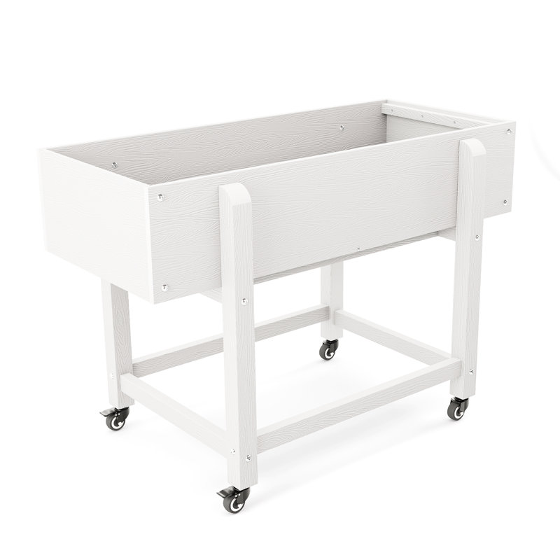 Jardin surélevé mobile Ethelle pour l'extérieur avec roues verrouillables, H 27,56 po x l 39,37 po x P 20,28 po, Blanc