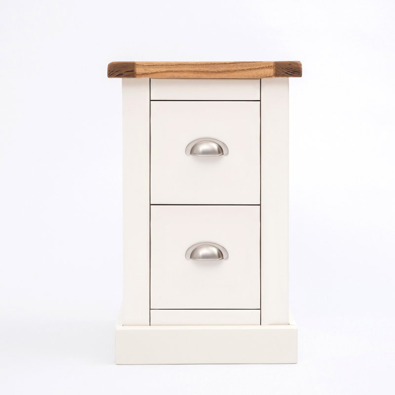 35 cm W Bedside Table, White, Chrome Cup