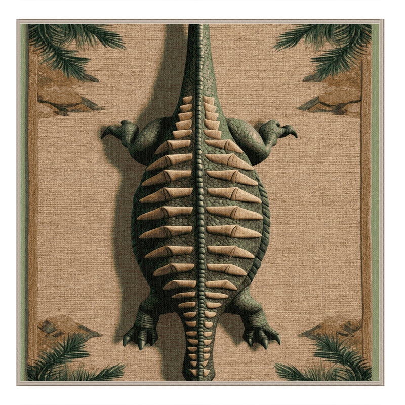 Machine Washable Dinosaurs Beige Area Rug, Square 3'