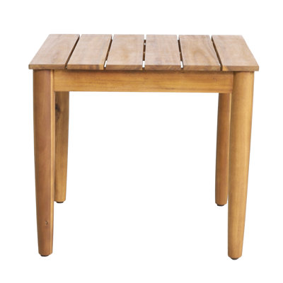 Rustic Design Wood Side Table With Slatted Appearance, 20"x20"x18.63", In Slat Element, 19.85"x19.85"x18.63",