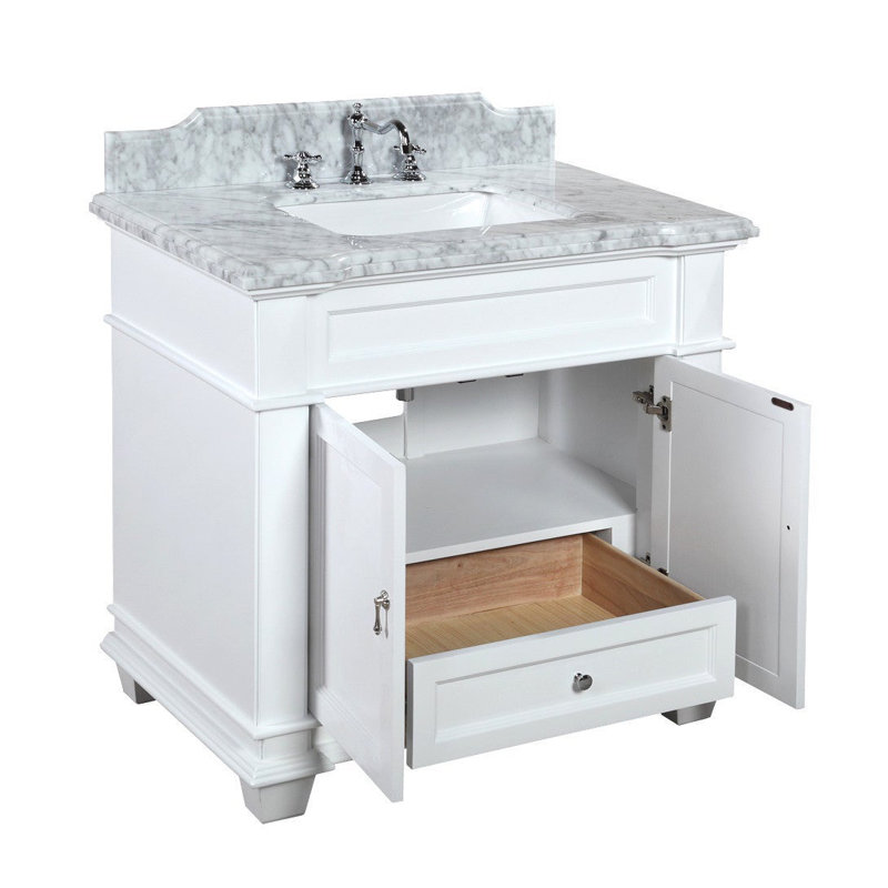 Ensemble de meuble-lavabo simple 36 po Aoibhin, Blanc, Marbre de Carrare