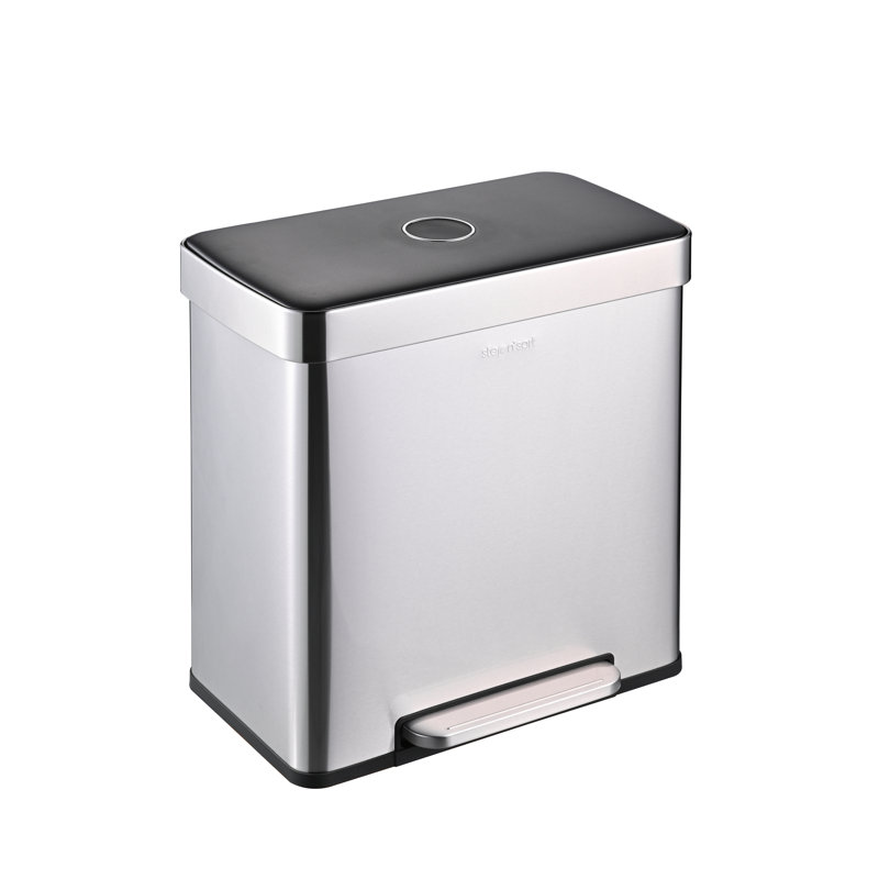 Stainless Steel Step On Multi-Compartments Trash & Recycling Bin - 16 Gallons