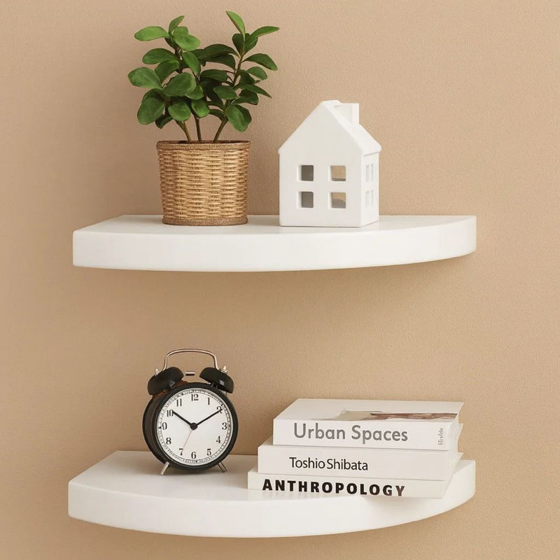 Ensemble de 2 tablettes murales d'angle Phoebs, Blanc