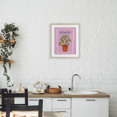 Dolce Vita Lemon Tree Framed Print Under Glass, design by Be Ni La