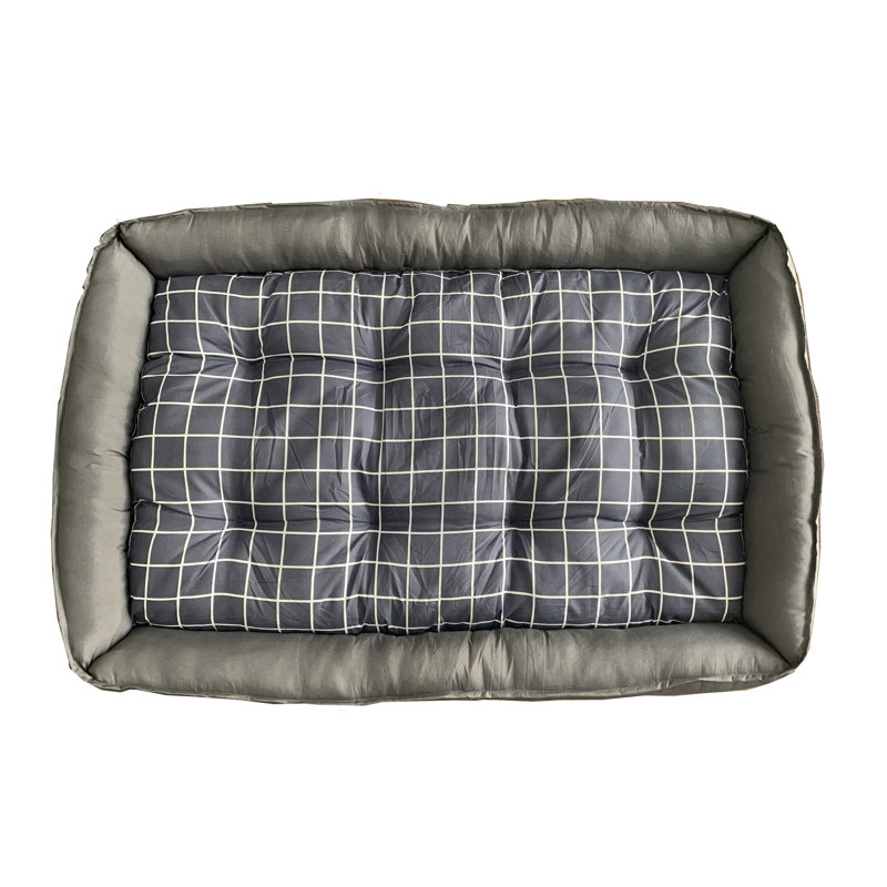 Lit pour chien à carreaux gris M, H 4 po x l 35,5 po x P 23,5 po
