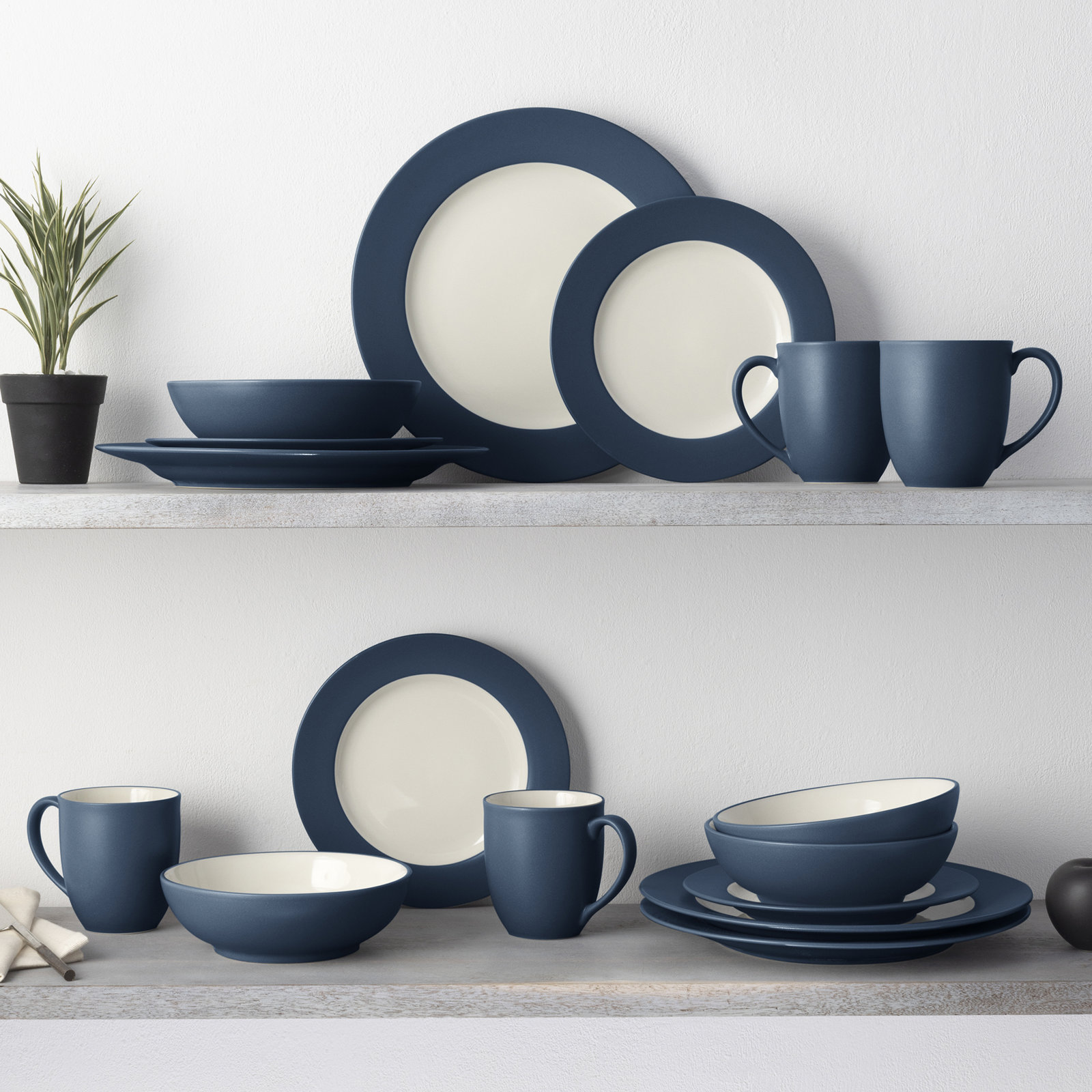 Colorwave Stoneware Dinnerware Set - Service for 4, Blue