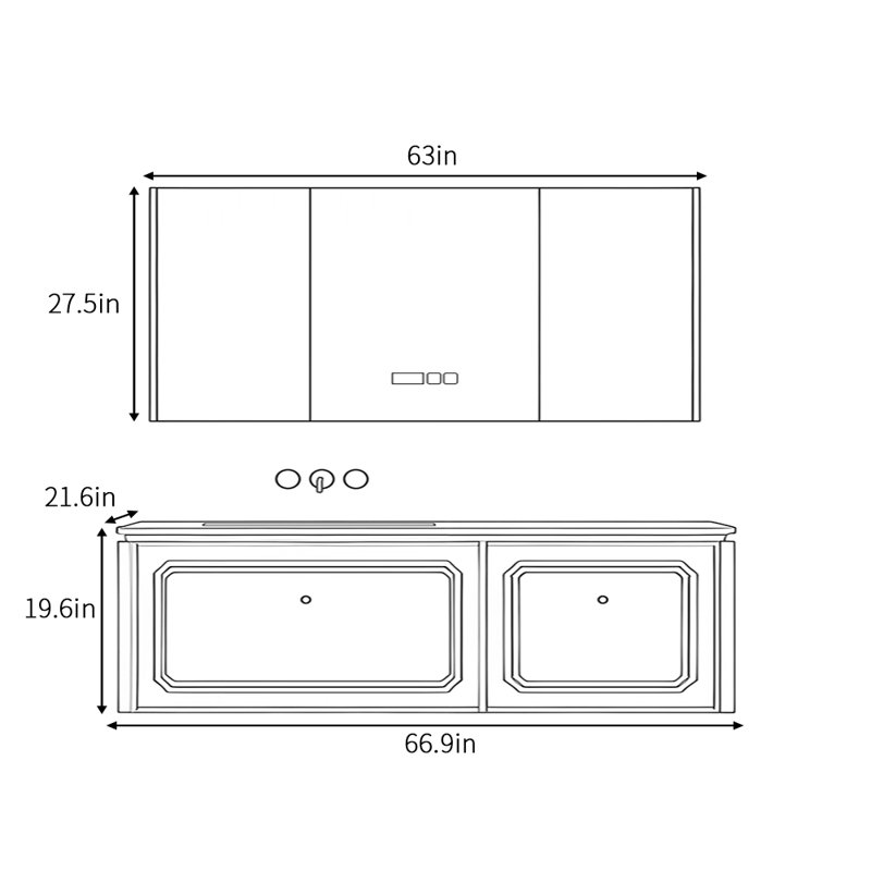 Amundson, H 19,6 po x l 66,9 po x P 21,6 po