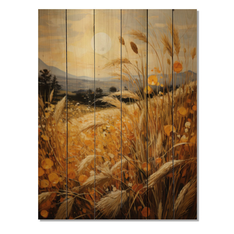 Champ de blé campagne doré II sur bois, H 32 po x l 24 po x P 0,78 po