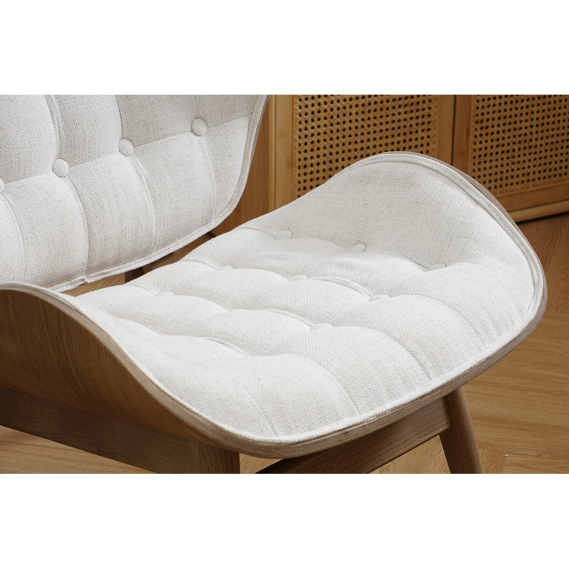 Jeyshan Upholstered Lounge Chair and Ottoman, Beige Polyester