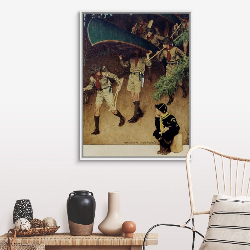 Hommes sur toile, art mural, Cadre flottant blanc, H 42 po x l 32 po x P 1,75 po
