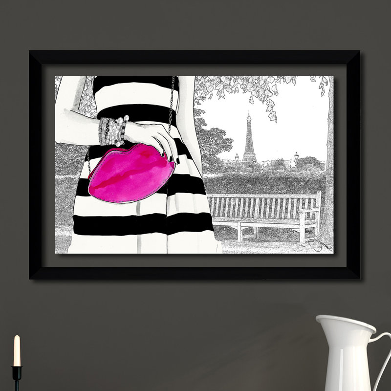 «Let's Meet», impression sur toile encadrée en blanc / rose / noir, H 24 po x l 40 po x P 1,5 po, Toile tendue