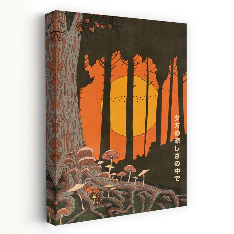 Contemporary Art Minimalist Mystical Organic Bird Autumn Forest Wall Art - Wrapped Canvas Print, 60.96cm H x 40.64cm W