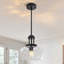 Suspension en verre ondulé en forme de tambour avec tige de suspension réglable-336324029
