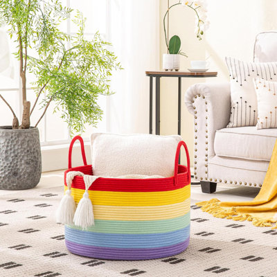 Large Woven Storage Basket, Cotton Rope Blanket Basket For Living Room, Nursery, Laundry, Baby Toys, Pillows, And Home Organization